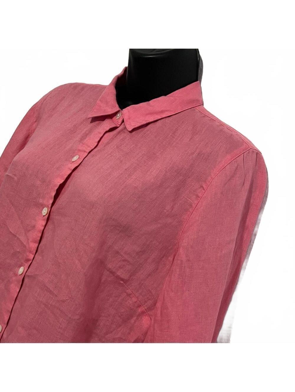 J Jill Linen Pink Essential Button Down Oversized Tunic Split Hem Top M - Picture 4 of 10